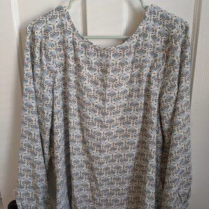 LOFT Mosaic Cutout Mixed Media Top